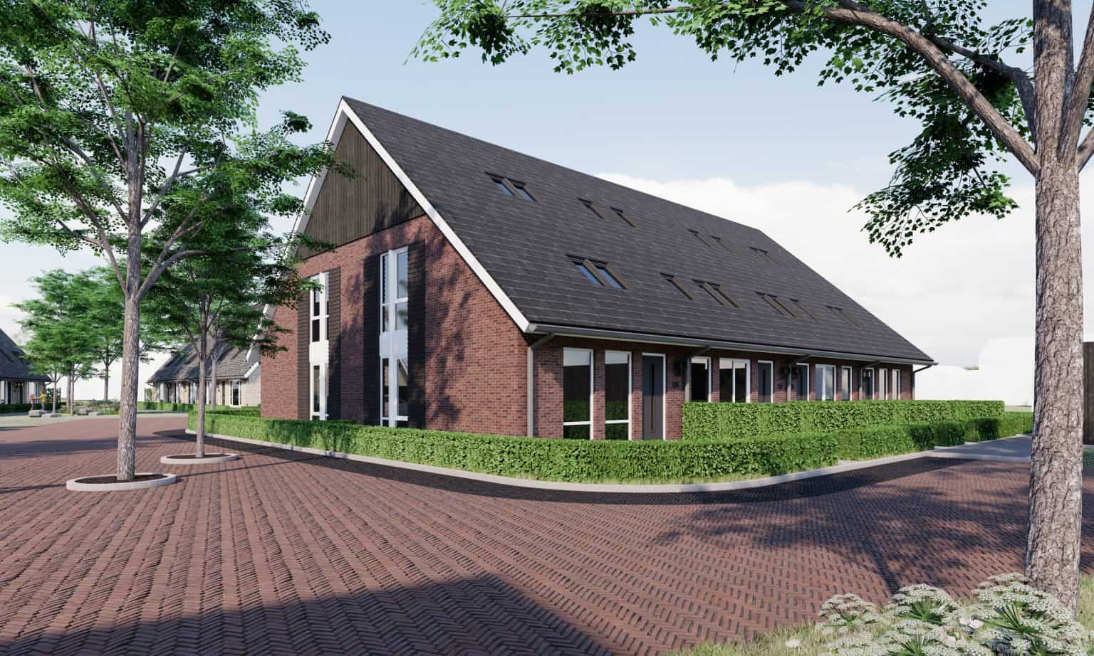 Moderne woongebouwen met groene omgeving en ruime terrassen in Woonstaete.