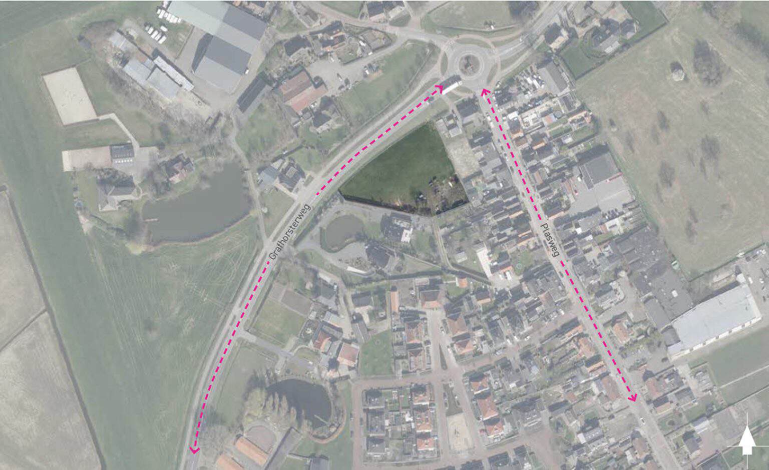 Woonstaete, overzicht van de woonwijk met wegen en groene gebieden.